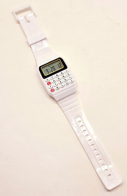 Calculator Watch Nerdy Life White Color